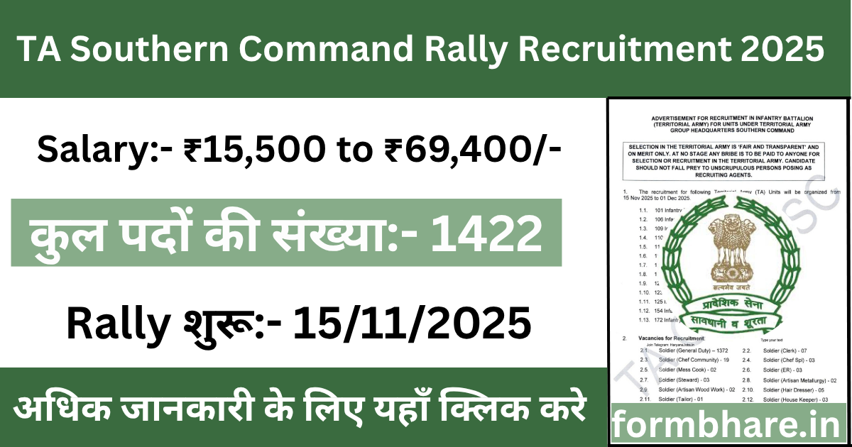 Territorial Army TA Southern Command Rally Recruitment 2025