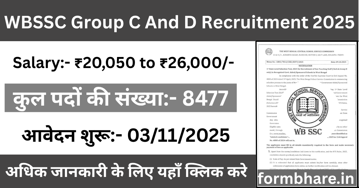 WBSSC Group C Group D Recruitment 2025