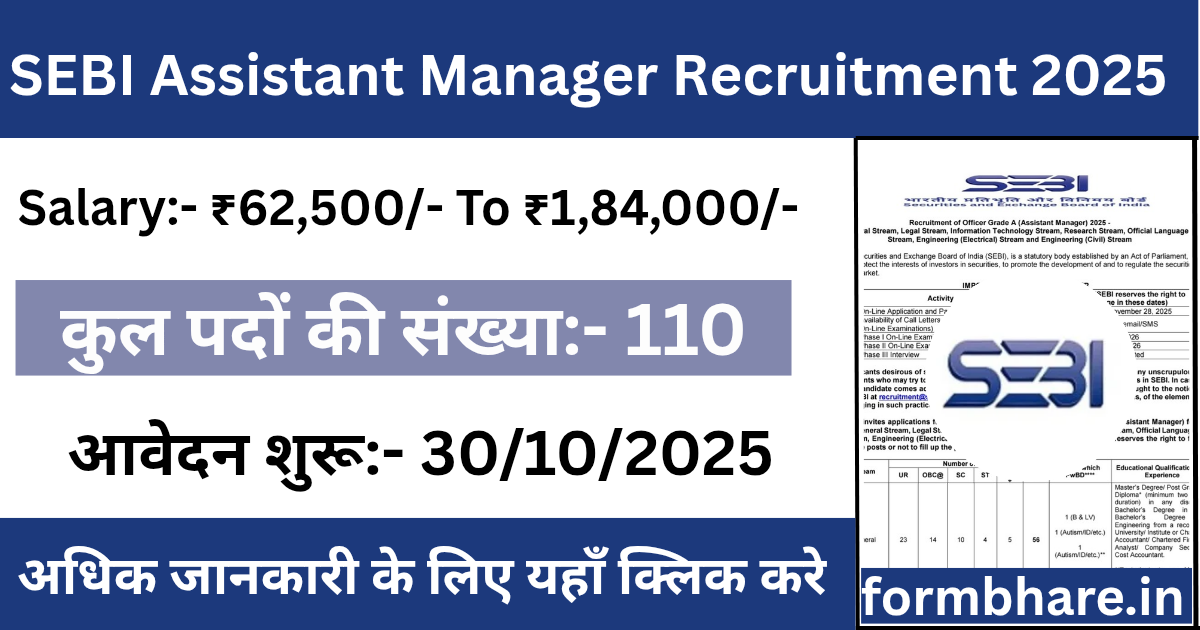 SEBI Assistant Manager Grade A Recruitment 2025