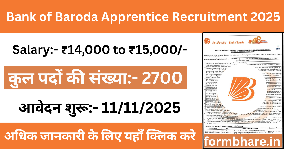 Bank of Baroda Apprentice Recruitment 2025