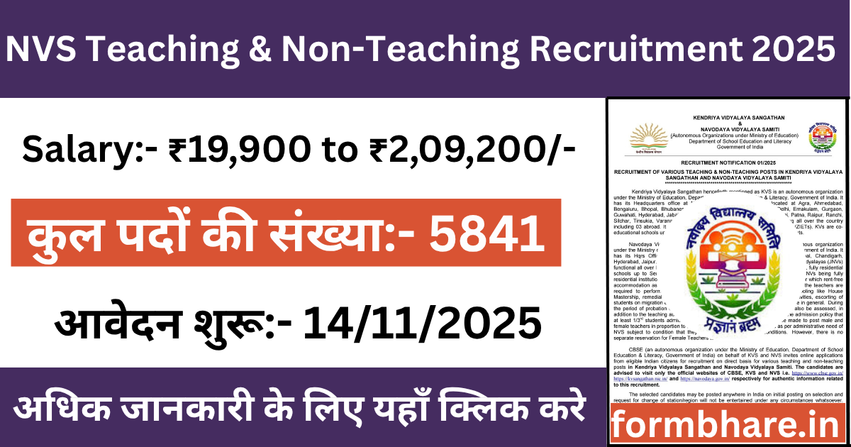 Navodaya Vidyalaya Sangathan NVS Recruitment 2025