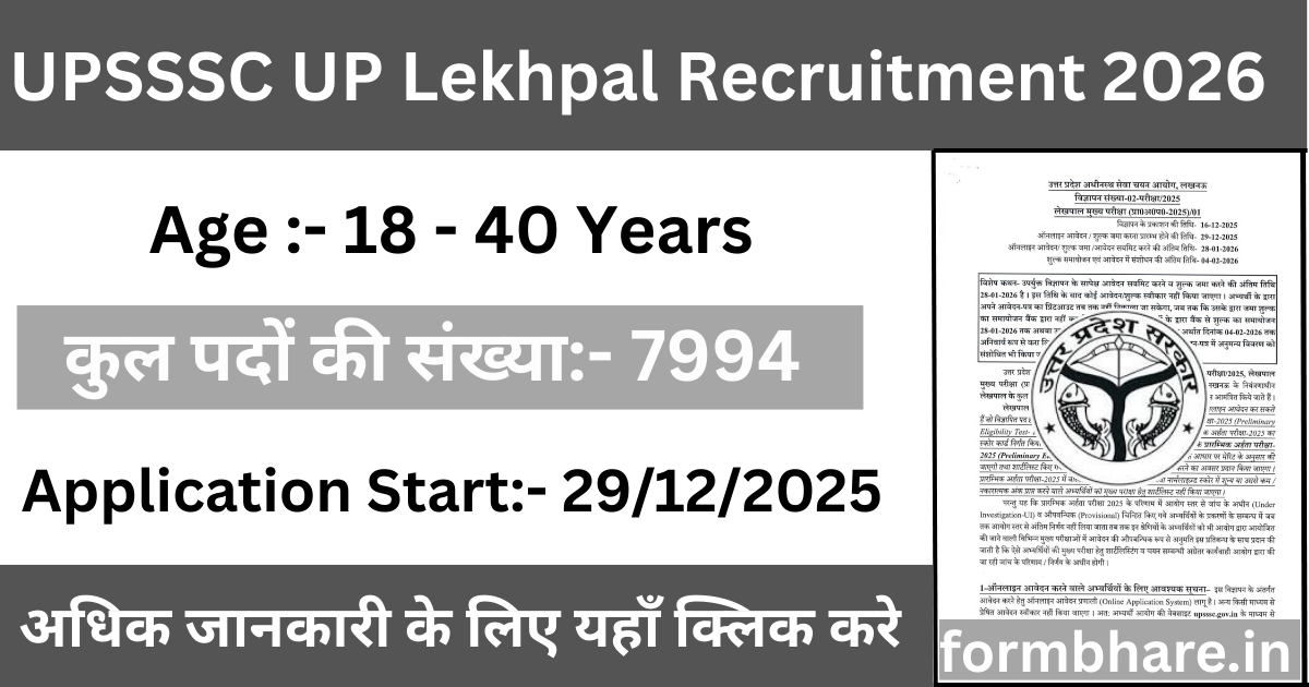 UPSSSC UP Lekhpal Recruitment 2026